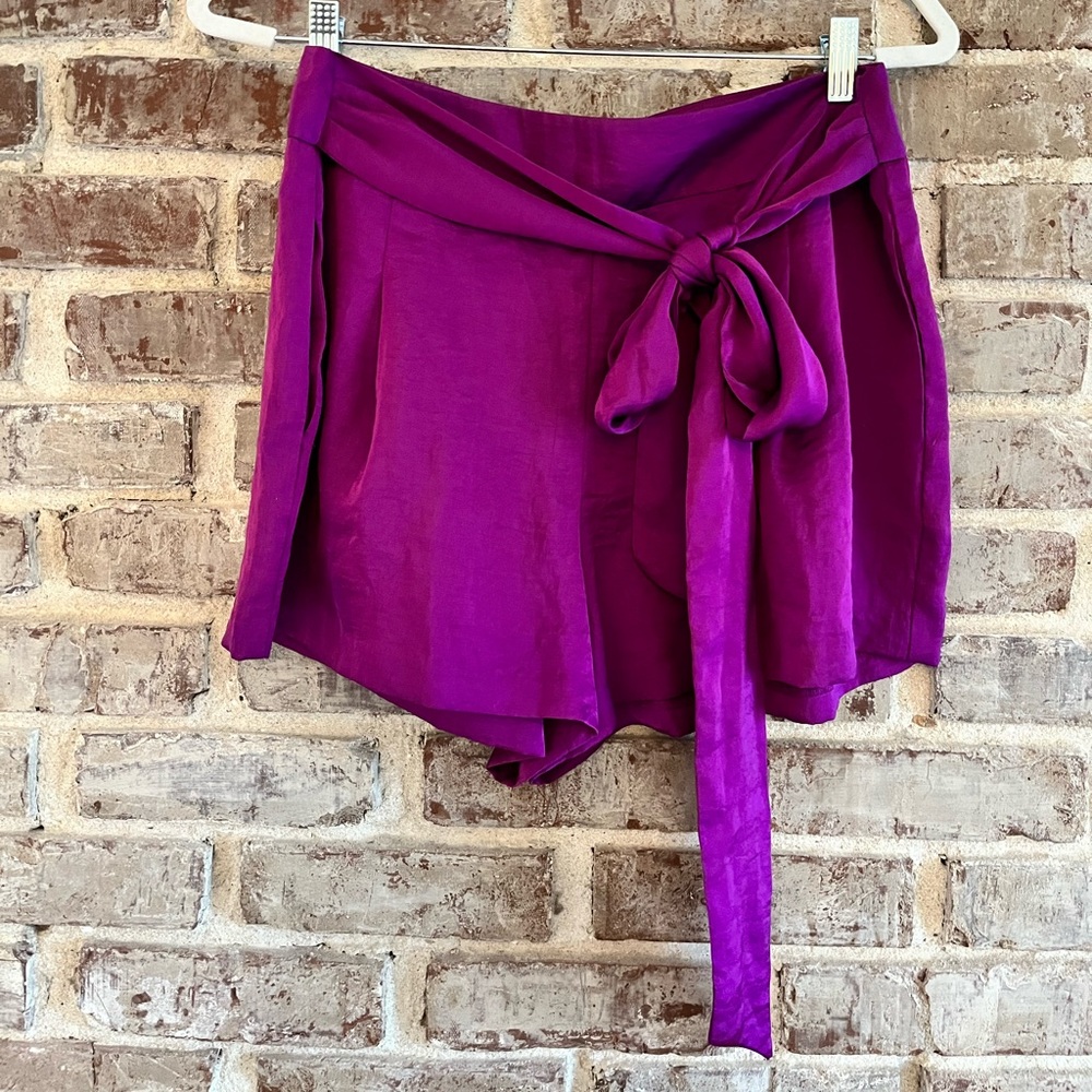 Bisou Bisou Michele Bohbot Womens Shorts Purple Belted - 12